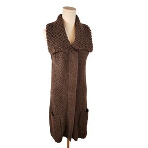 A Giannetti Women's Brown Knit Long Vest Sweater Dress Size L